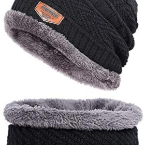 hriday unisex winter knit beanie cap hat neck warmer scarf(pack of 1)